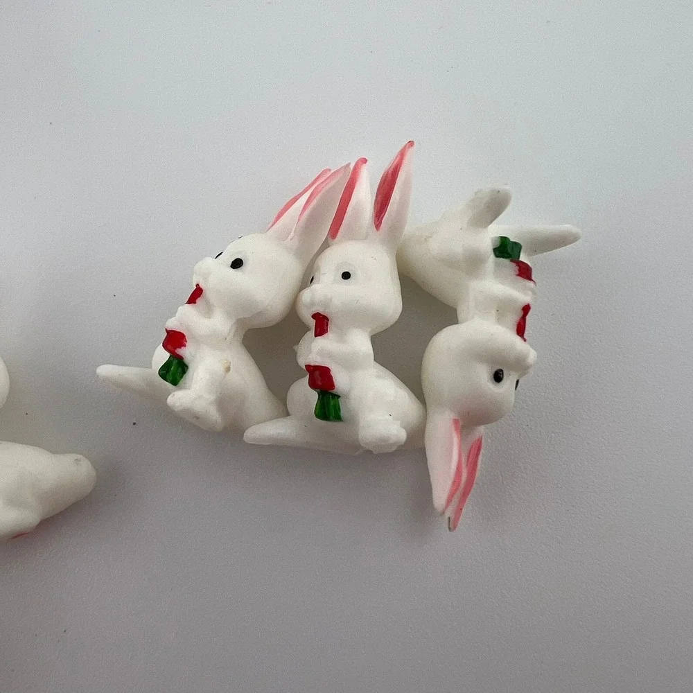 Vintage Miniature Bunny Rabbits Lot ZIMS Hong Kong‎ Tiny Easter Figurines